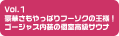 Vol.1 豪華さもやっぱりフーゾクの王様！ゴージャス内装の個室高級サウナ